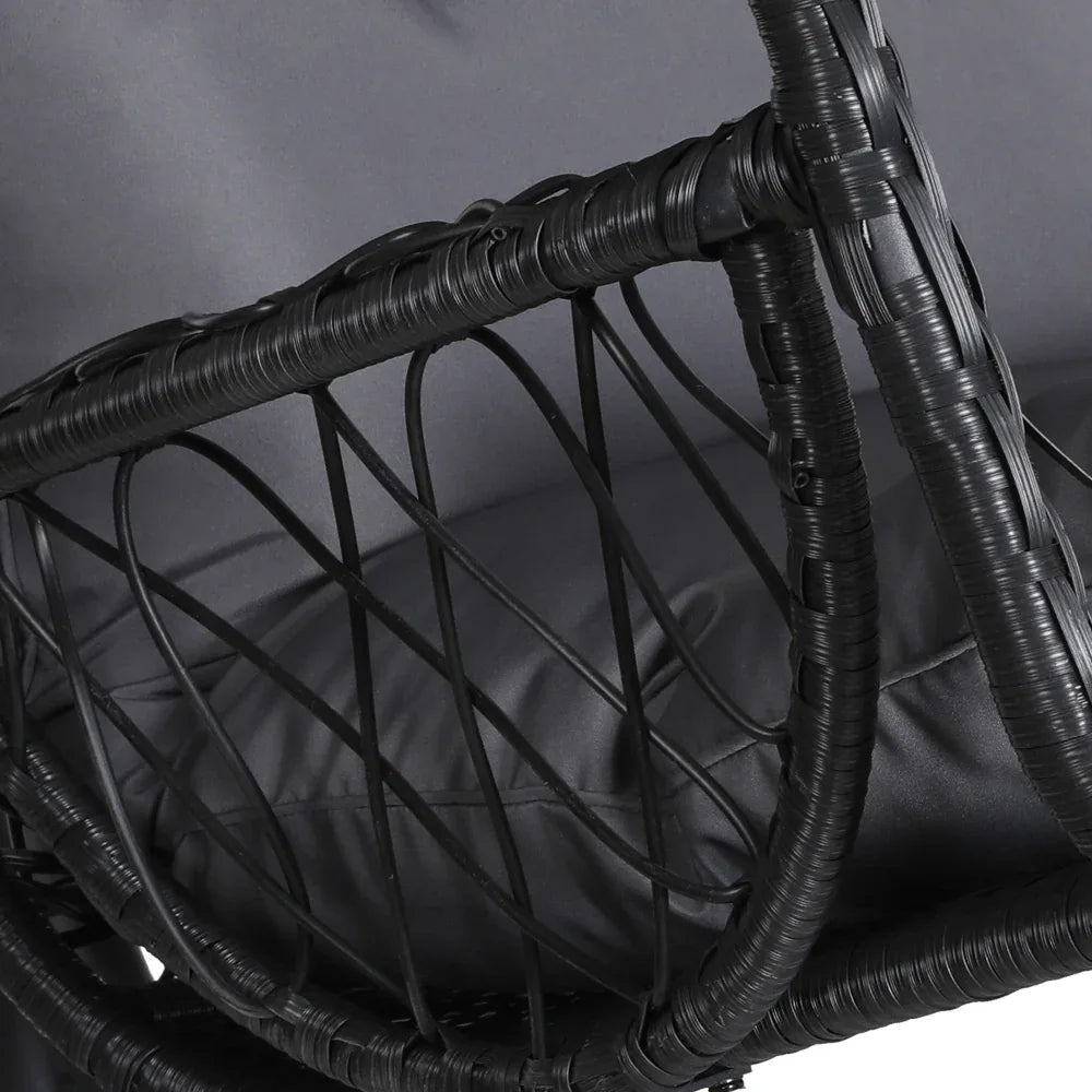 Gardeon Outdoor Egg Swing Chair Wicker Furniture Pod Stand Armrest Black - Mekamart Australia