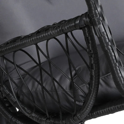 Gardeon Outdoor Egg Swing Chair Wicker Furniture Pod Stand Armrest Black - Mekamart Australia