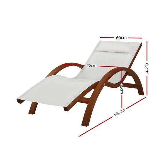 Gardeon Sun Lounge Outdoor Furniture Timber Armchair Wooden Stand - Mekamart Australia