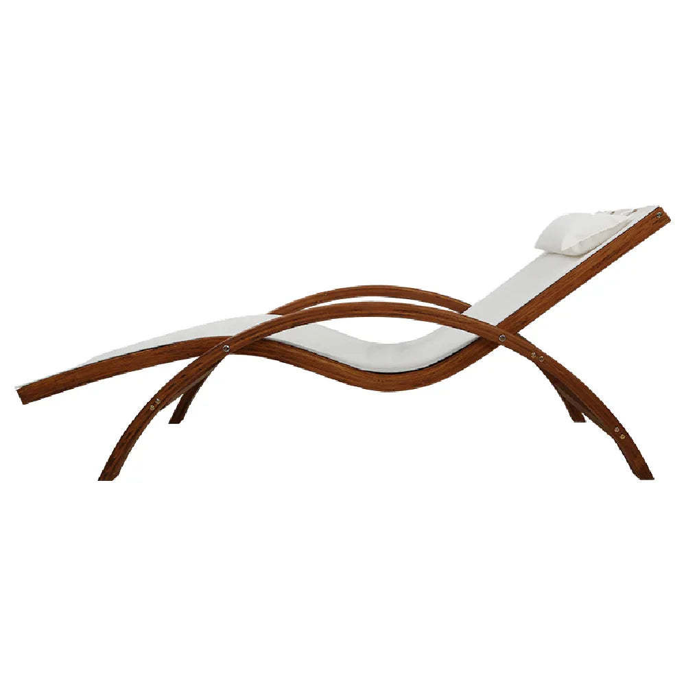 Gardeon Sun Lounge Outdoor Furniture Timber Armchair Wooden Stand - Mekamart Australia