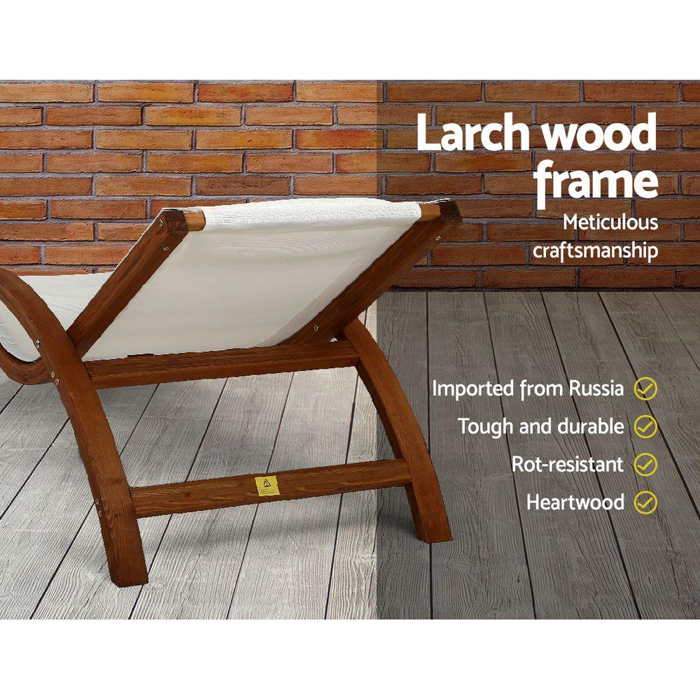 Gardeon Sun Lounge Outdoor Furniture Timber Armchair Wooden Stand - Mekamart Australia