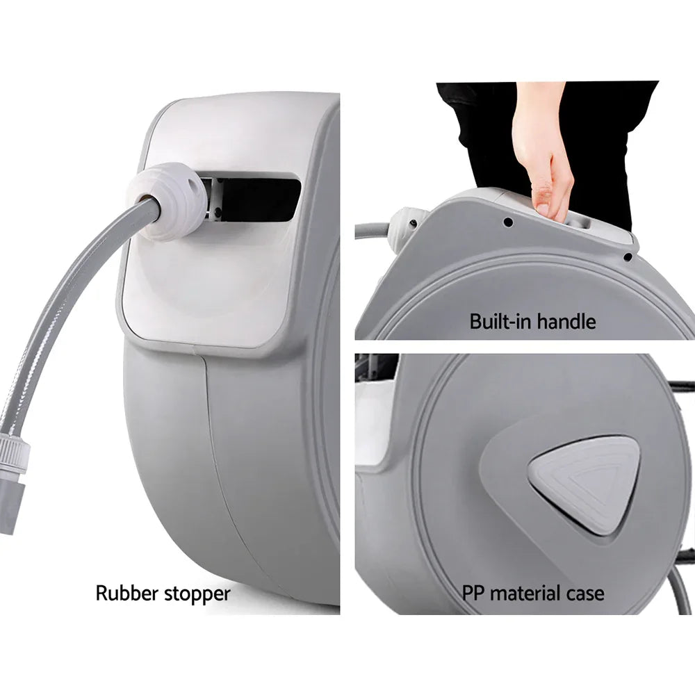 Water Hose Reel 20M Retractable Auto Rewind Spray Gun Garden - Mekamart Australia