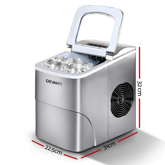 Devanti Portable Ice Cube Maker - Silver - Mekamart Australia