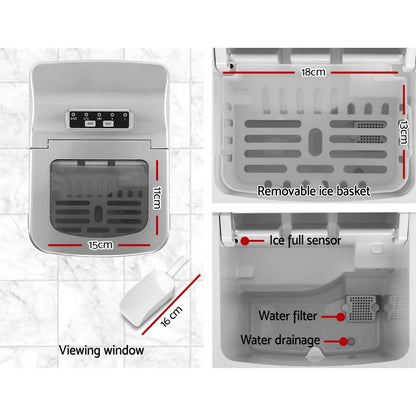 Devanti Portable Ice Cube Maker - Silver - Mekamart Australia