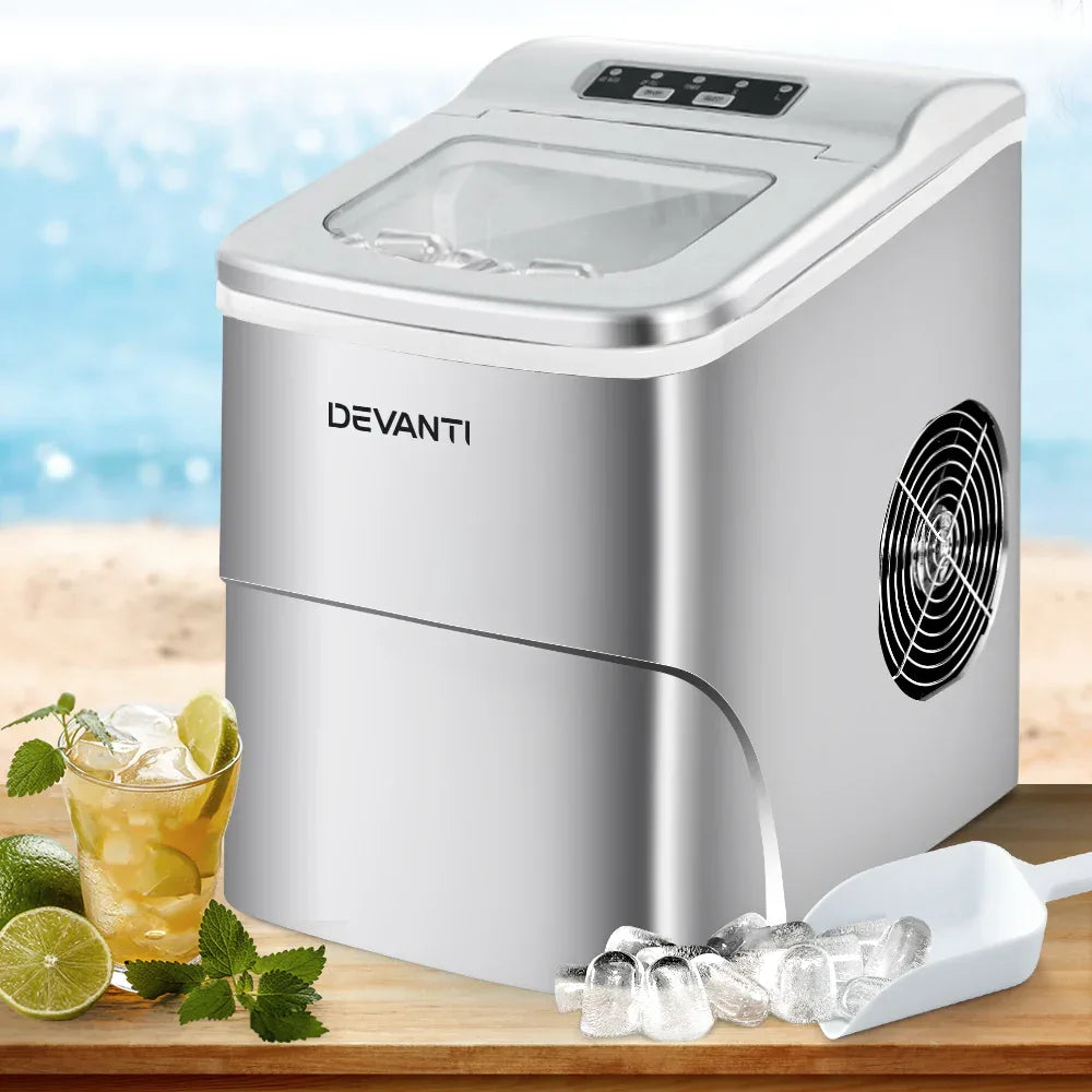 Devanti Portable Ice Cube Maker - Silver - Mekamart Australia