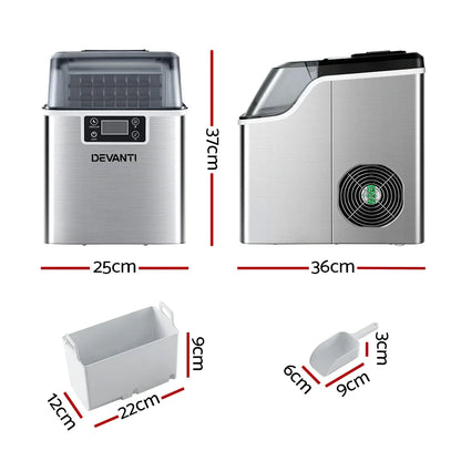 Devanti Ice Maker Machine Commercial Portable Ice Cube Tray Countertop 3.2L - Mekamart Australia