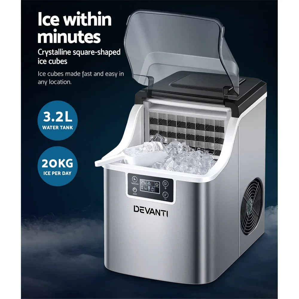 Devanti Ice Maker Machine Commercial Portable Ice Cube Tray Countertop 3.2L - Mekamart Australia