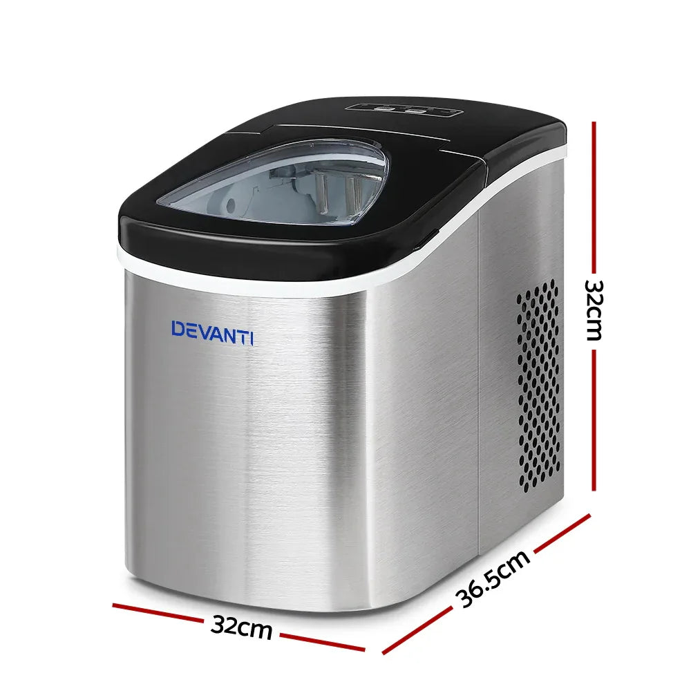 Devanti 2.4L Stainless Steel Portable Ice Cube Maker - Mekamart Australia