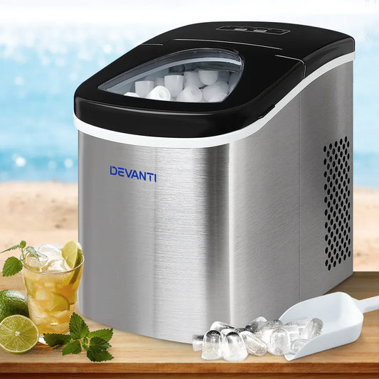 Devanti 2.4L Stainless Steel Portable Ice Cube Maker - Mekamart Australia