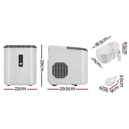 Devanti 12kg Ice Maker Machine Portable Ice Cube Tray Bar Countertop 2L Black - Mekamart Australia