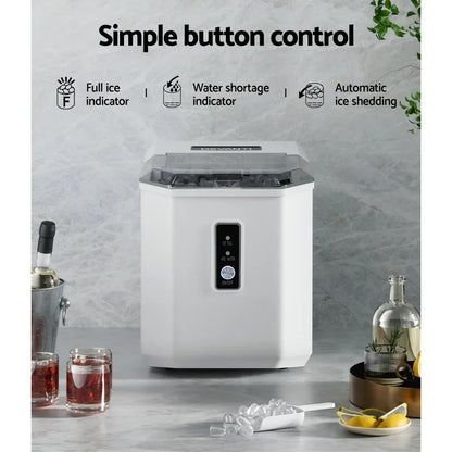 Devanti 12kg Ice Maker Machine Portable Ice Cube Tray Bar Countertop 2L Black - Mekamart Australia