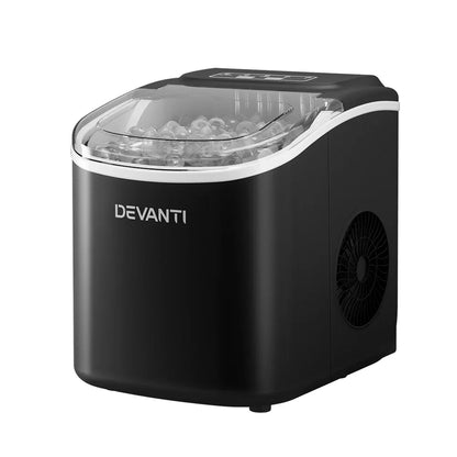 Devanti Portable Ice Maker Machine Ice Cube Tray 12kg Bar Countertop Black - Mekamart Australia