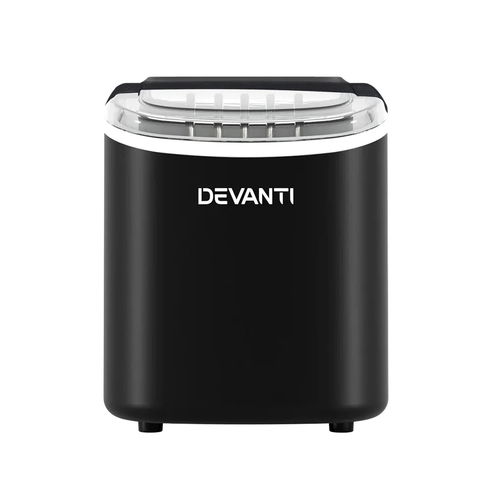 Devanti Portable Ice Maker Machine Ice Cube Tray 12kg Bar Countertop Black - Mekamart Australia
