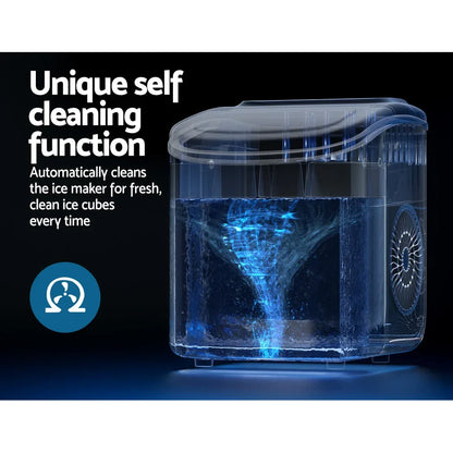 Devanti Portable Ice Maker Machine Ice Cube Tray 12kg Bar Countertop Black - Mekamart Australia