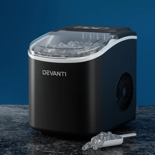 Devanti Portable Ice Maker Machine Ice Cube Tray 12kg Bar Countertop Black - Mekamart Australia