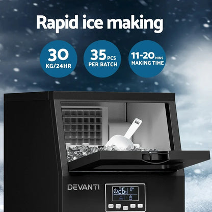 Devanti Commercial Ice Maker Cube Machine 30kg - Mekamart Australia