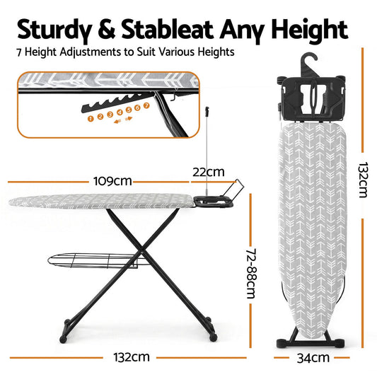 Artiss Foldable Ironing Board with Iron Rest Ironing Board for Laundry Room Arrow