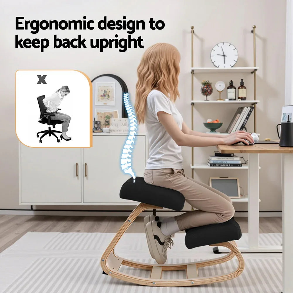 Artiss Kneeling Chair Ergonomic Posture Chair with Memory Foam Balance Stool for Home Office Gaming 120kg Weight Capacity Black - Mekamart Australia