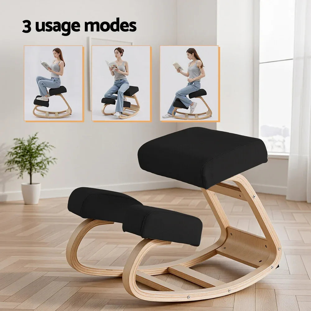 Artiss Kneeling Chair Ergonomic Posture Chair with Memory Foam Balance Stool for Home Office Gaming 120kg Weight Capacity Black - Mekamart Australia