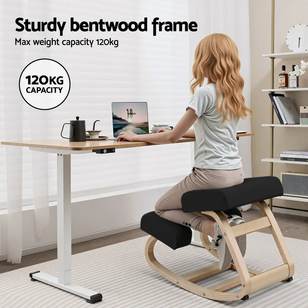 Artiss Kneeling Chair Ergonomic Posture Chair with Memory Foam Balance Stool for Home Office Gaming 120kg Weight Capacity Black - Mekamart Australia
