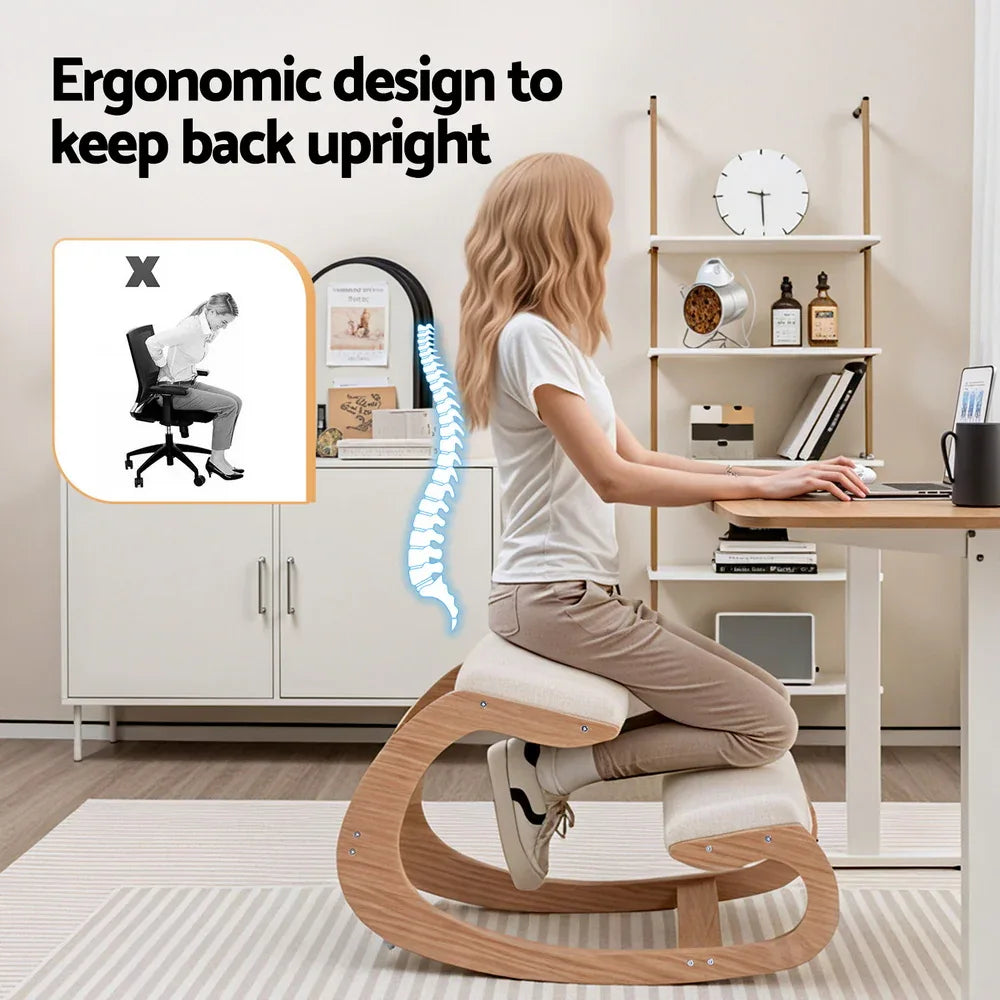 Artiss Kneeling Chair Ergonomic Posture Chair with Memory Foam Balance Stool for Home Office Gaming 120kg Weight Capacity Beige - Mekamart Australia