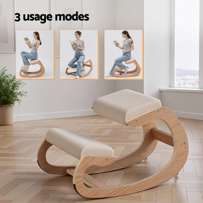 Artiss Kneeling Chair Ergonomic Posture Chair with Memory Foam Balance Stool for Home Office Gaming 120kg Weight Capacity Beige - Mekamart Australia