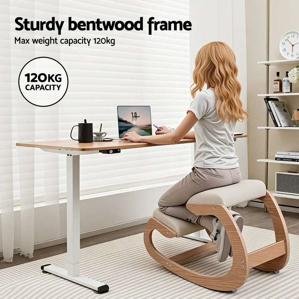 Artiss Kneeling Chair Ergonomic Posture Chair with Memory Foam Balance Stool for Home Office Gaming 120kg Weight Capacity Beige - Mekamart Australia