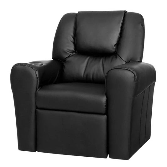 Keezi Kids Recliner Chair PU Leather Sofa Lounge Couch Children Armchair Black - Mekamart Australia