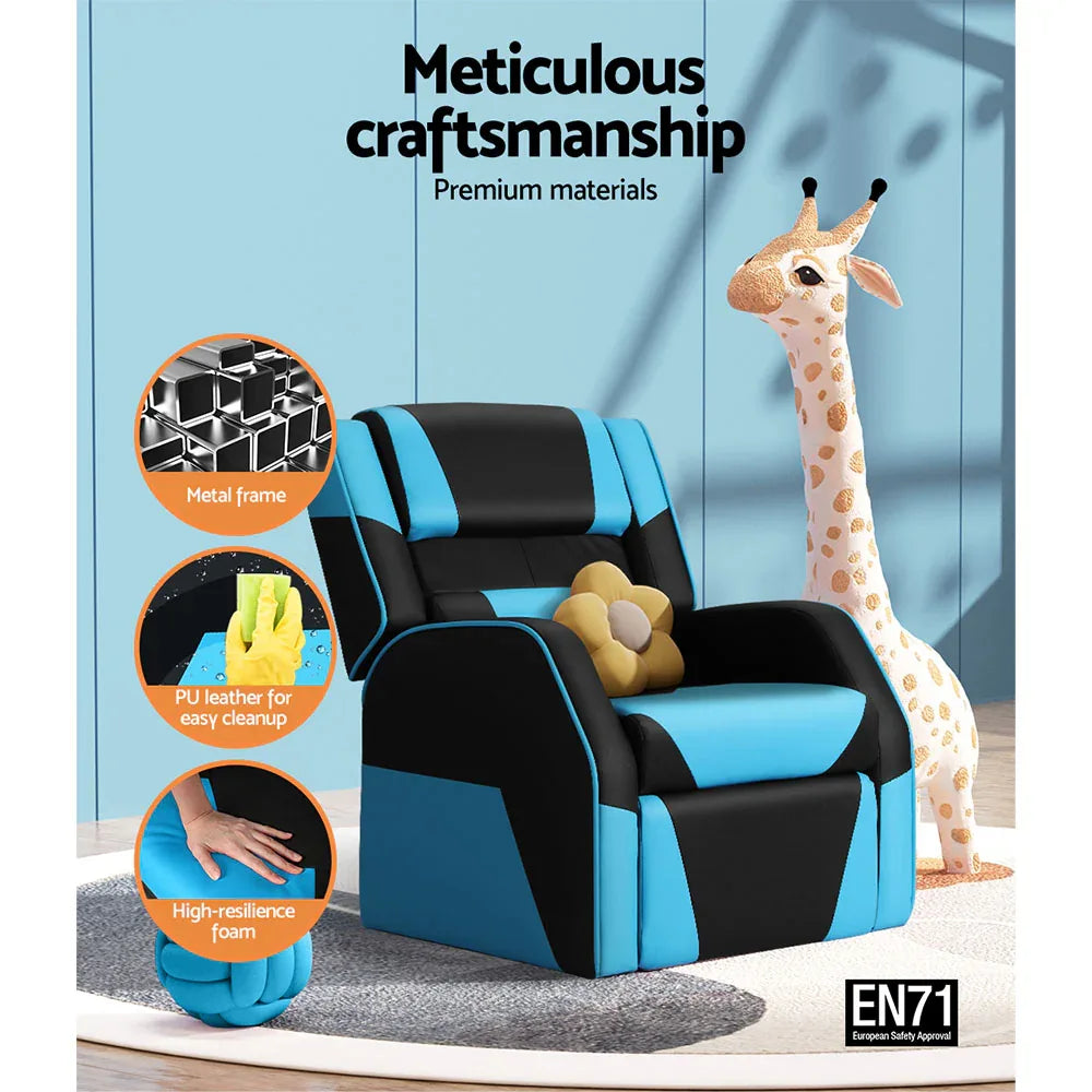 Keezi Kids Recliner Chair PU Leather Gaming Sofa Lounge Couch Children Armchair - Mekamart Australia