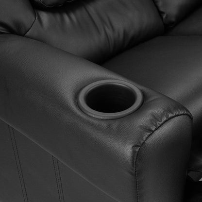Keezi Kids Recliner Chair Double PU Leather Sofa Lounge Couch Armchair Black - Mekamart Australia