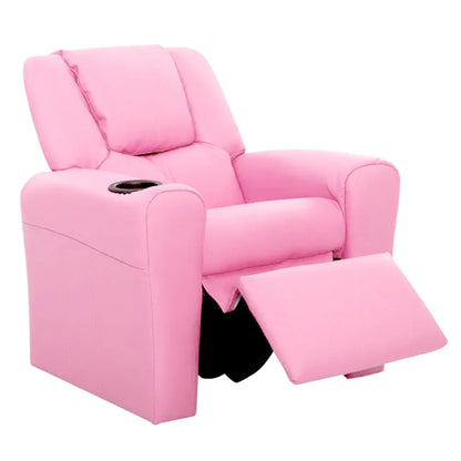 Keezi Kids Recliner Chair PU Leather Sofa Lounge Couch Children Armchair Pink - Mekamart Australia