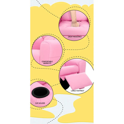 Keezi Kids Recliner Chair PU Leather Sofa Lounge Couch Children Armchair Pink - Mekamart Australia