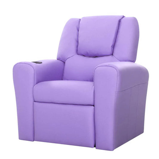 Keezi Kids Recliner Chair Purple PU Leather Sofa Lounge Couch Children Armchair - Mekamart Australia