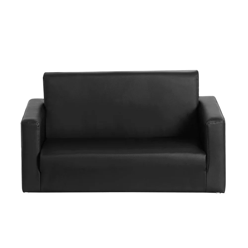 Keezi Kids Sofa 2 Seater Children Flip Open Couch PU Leather Armchair Black - Mekamart Australia