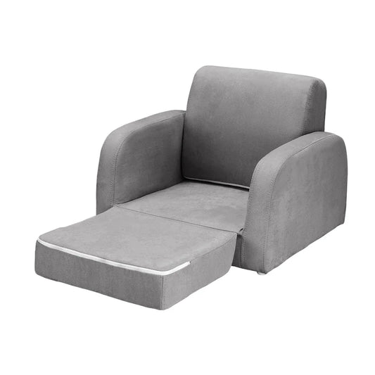Keezi Kids Sofa 1 Seater Children Flip Open Couch Lounger Armchair Soft Grey - Mekamart Australia