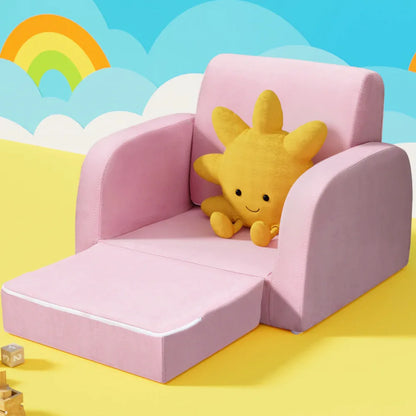 Keezi Kids Sofa 1 Seater Children Flip Open Couch Lounger Armchair Soft Pink - Mekamart Australia