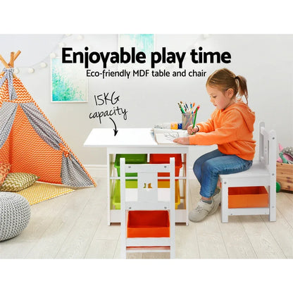 Keezi 3PCS Kids Table and Chairs Set Children Furniture Play Toys Storage Box - Mekamart Australia