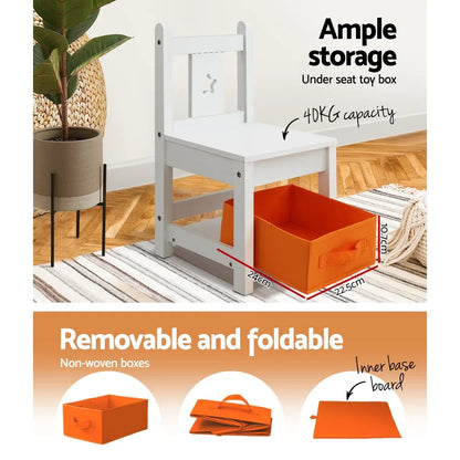 Keezi 3PCS Kids Table and Chairs Set Children Furniture Play Toys Storage Box - Mekamart Australia