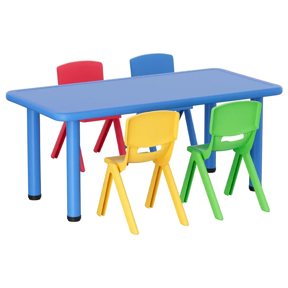 Keezi 5PCS Kids Table and Chairs Set Children Study Desk Furniture Plastic 4 Chairs - Mekamart Australia