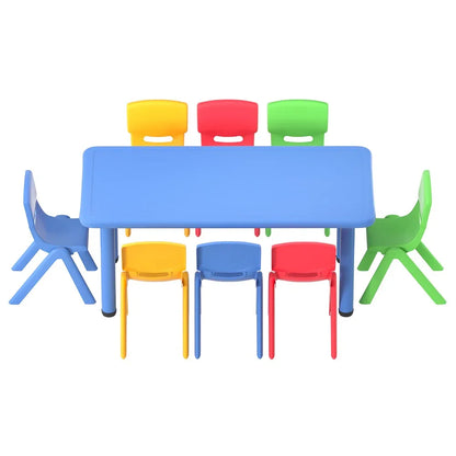 Keezi 9PCS Kids Table and Chairs Set Children Study Desk Furniture Plastic 8 Chairs - Mekamart Australia