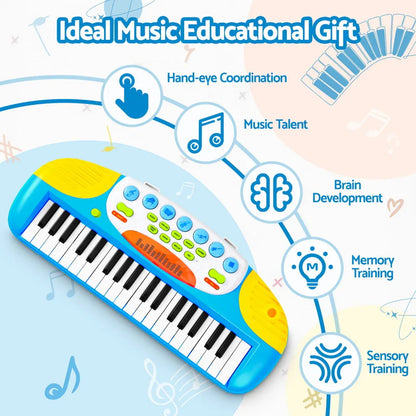 Keezi Kids Piano Keyboard 37 Keys Electronic Musical Instrument Set w/ Stool Microphone - Mekamart Australia