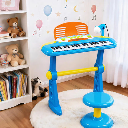 Keezi Kids Piano Keyboard 37 Keys Electronic Musical Instrument Set w/ Stool Microphone - Mekamart Australia