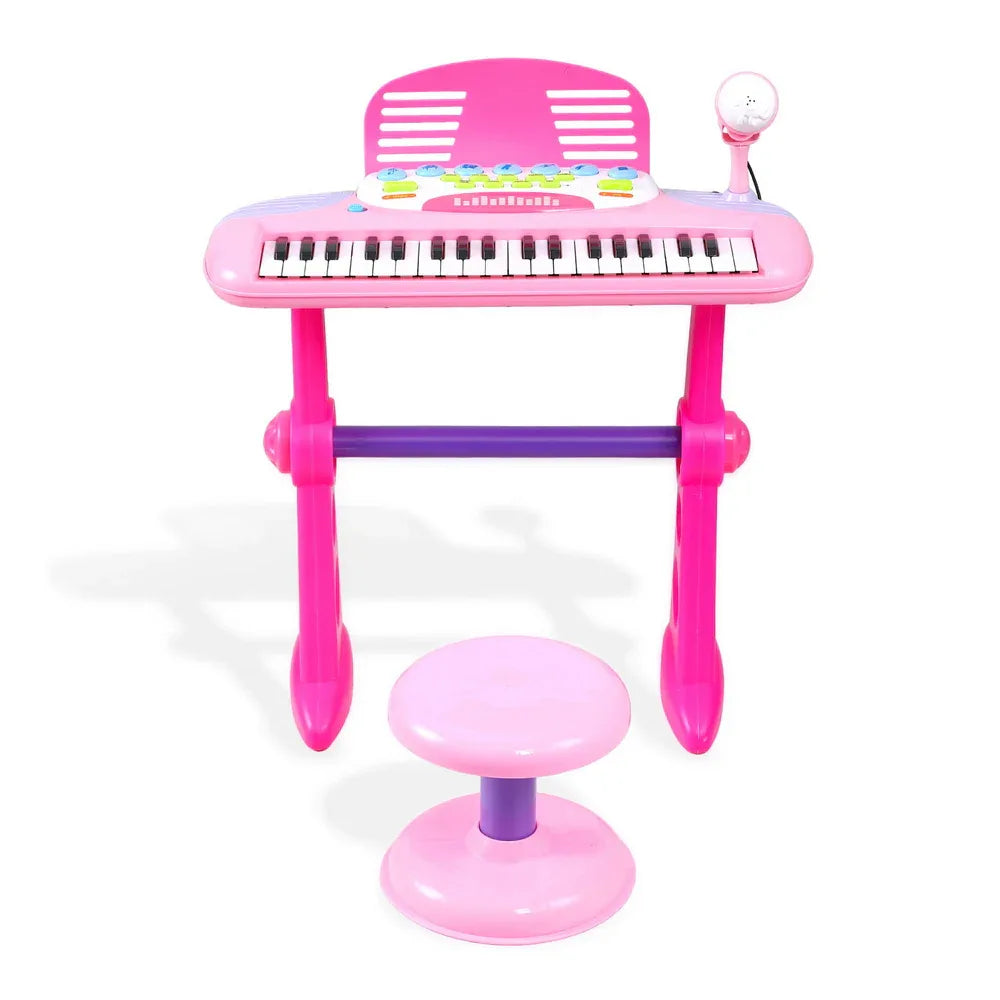 Keezi Kids Piano Keyboard 37 Keys Electronic Musical Instrument Set w/ Stool Microphone - Mekamart Australia