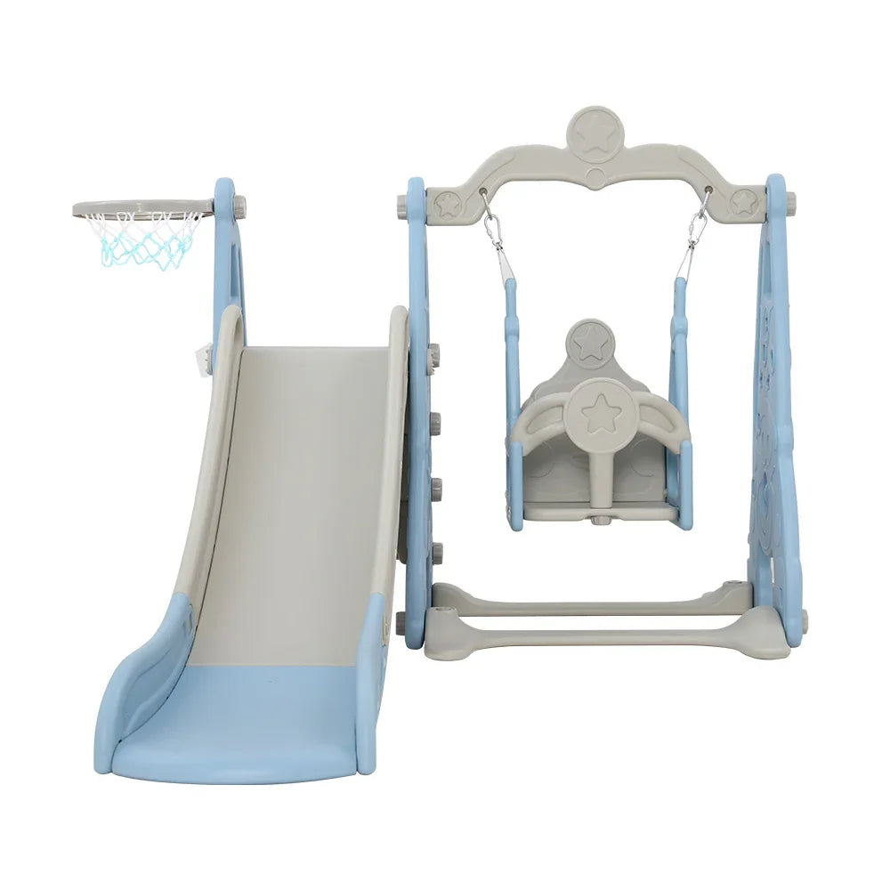 Keezi Kids Slide Swing Set Basketball Hoop Outdoor Playground Toys 170cm Blue - Mekamart Australia