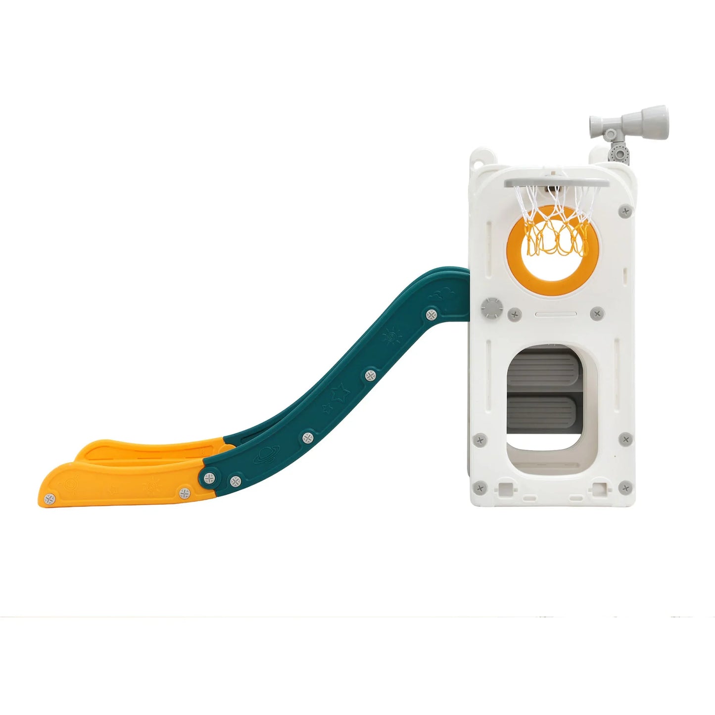 Keezi Kids Slide Set Basketball Hoop Outdoor Playground Outdoor Toys Telescope Storage - Mekamart Australia