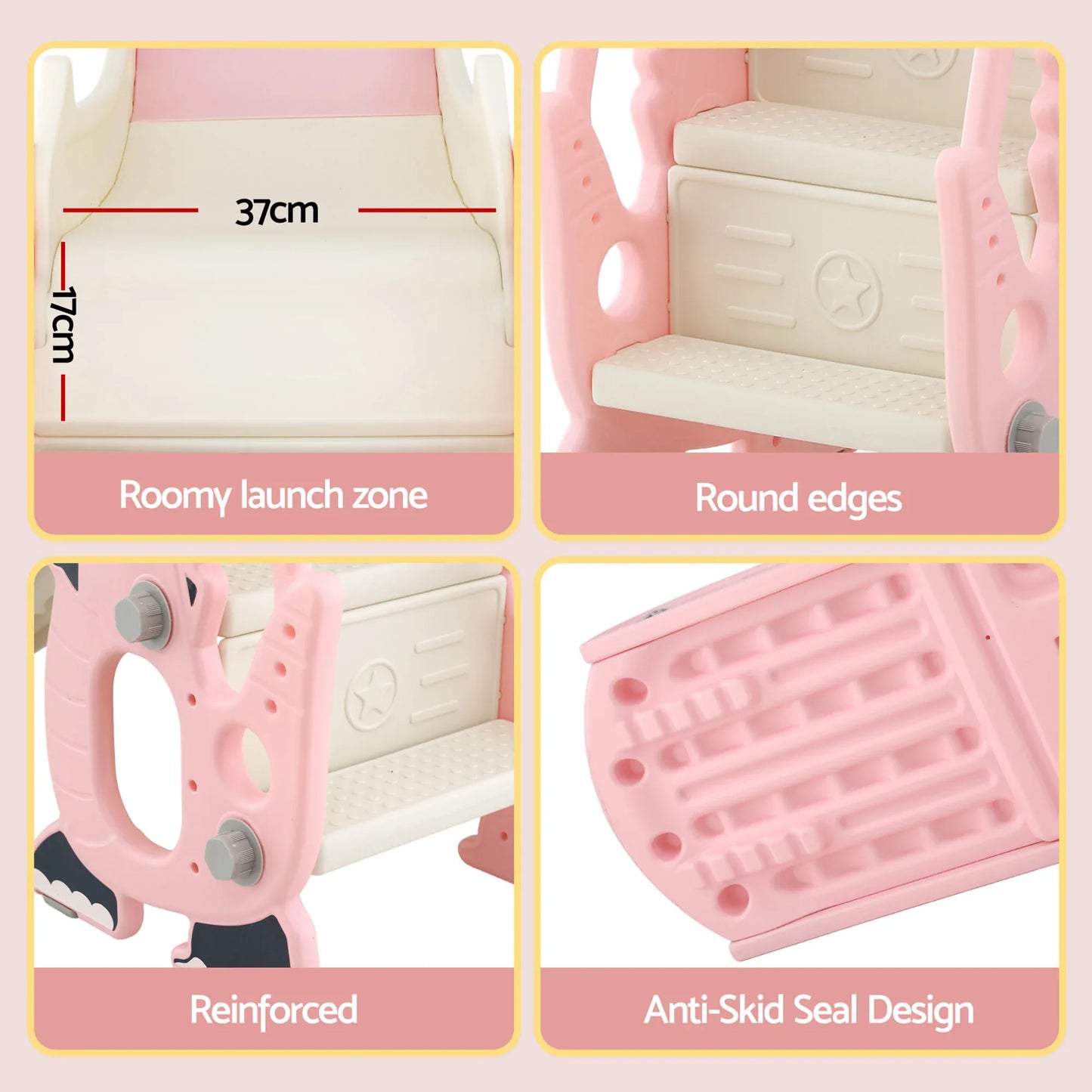 Keezi Kids Slide Set Basketball Hoop Outdoor Playground Toy Dragon 125cm Slide Pink - Mekamart Australia