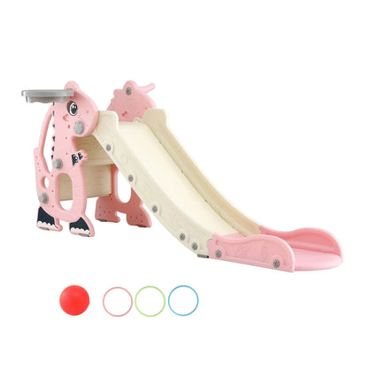 Keezi Kids Slide Set Basketball Hoop Outdoor Playground Toy Dragon 125cm Slide Pink - Mekamart Australia