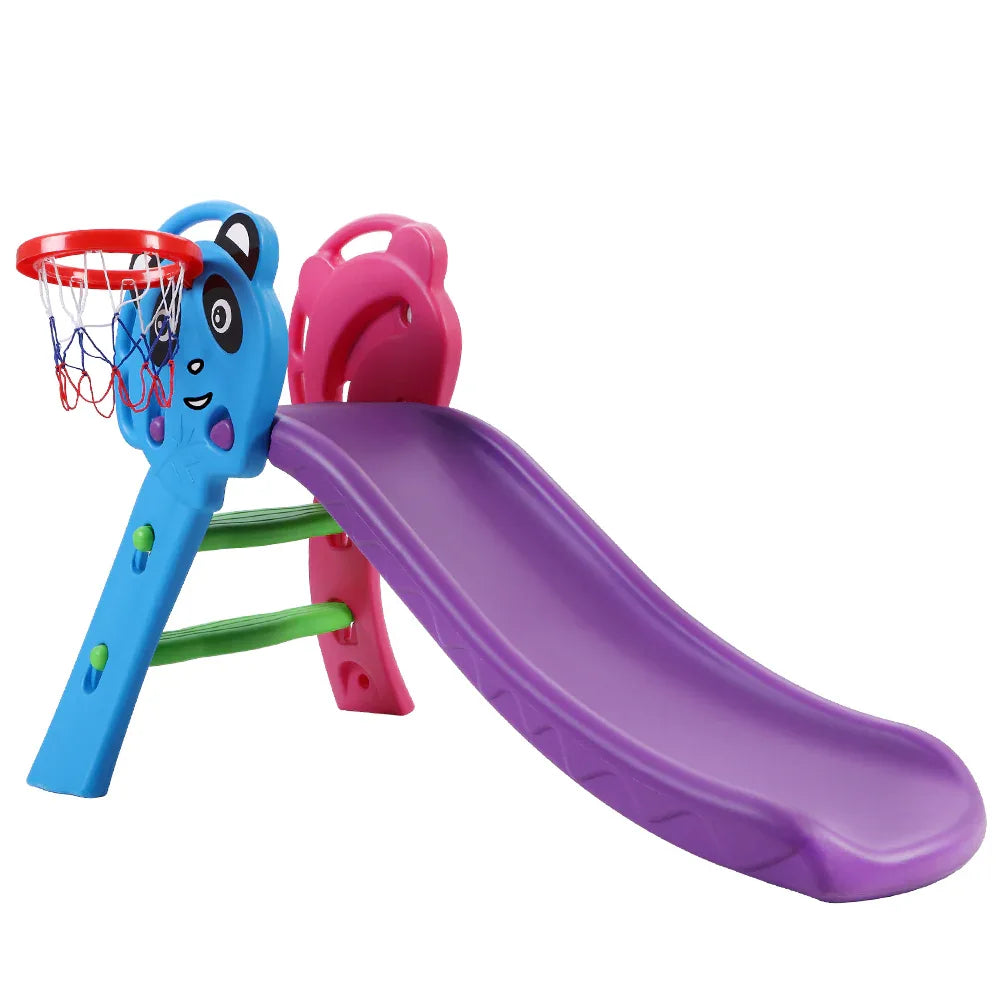 Keezi Kids Slide Set Basketball Hoop Indoor Outdoor Playground Toys 100cm Blue - Mekamart Australia