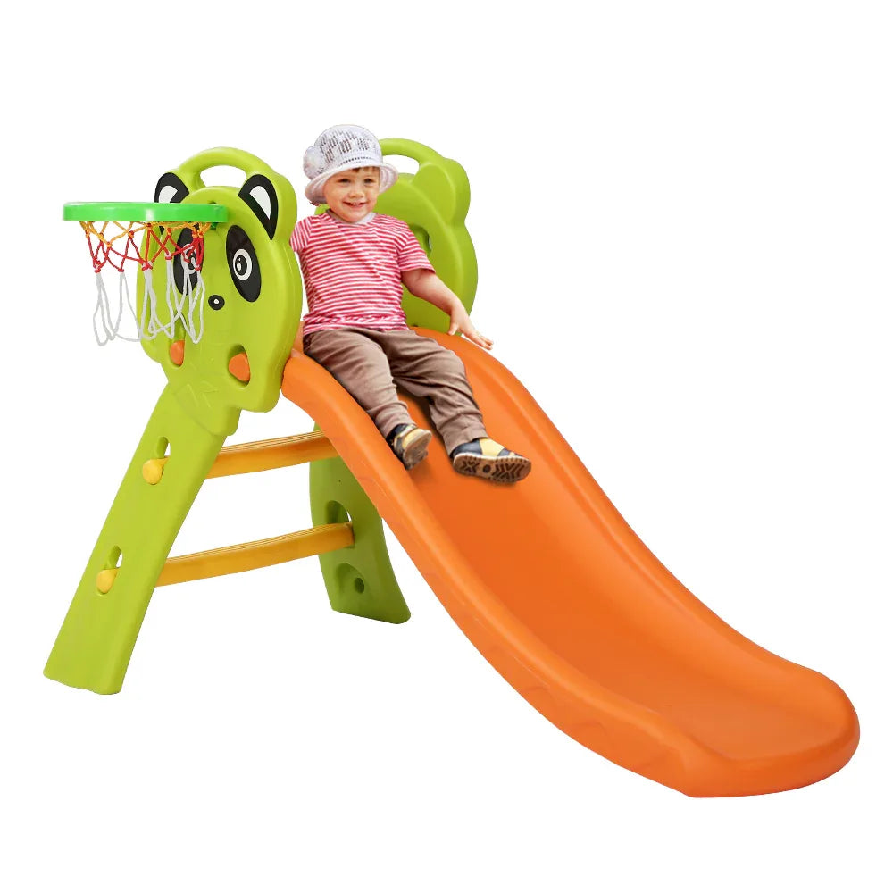 Keezi Kids Slide Set Basketball Hoop Indoor Outdoor Playground Toys 100cm Orange - Mekamart Australia