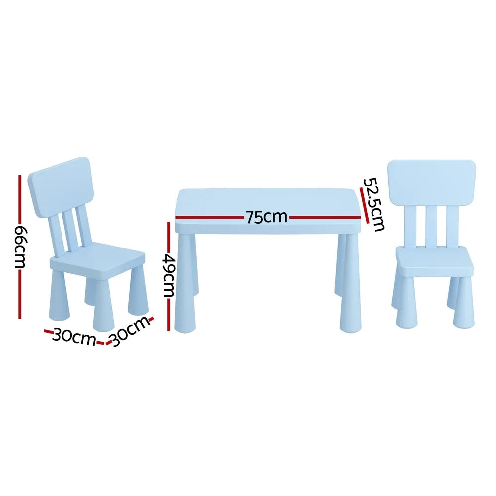 1 Keezi Kids Table and 2 Chairs Set Blue - Mekamart Australia